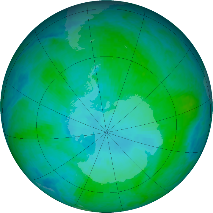 Antarctic ozone map for 23 January 2002